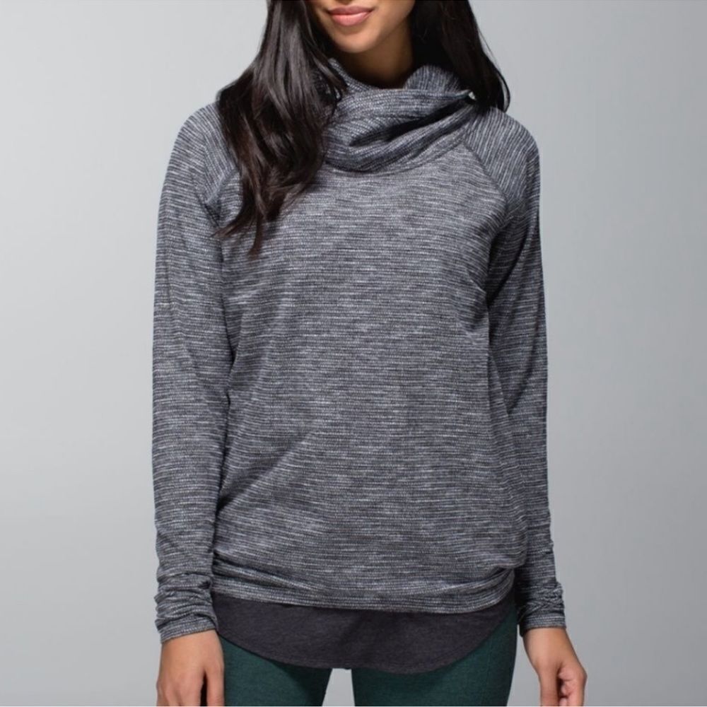 Lululemon Healthy Heart Coco‎ Pique Grey Hooded Pullover Size 6 D28
